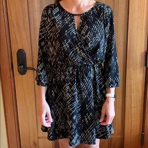 Black and white short dress.